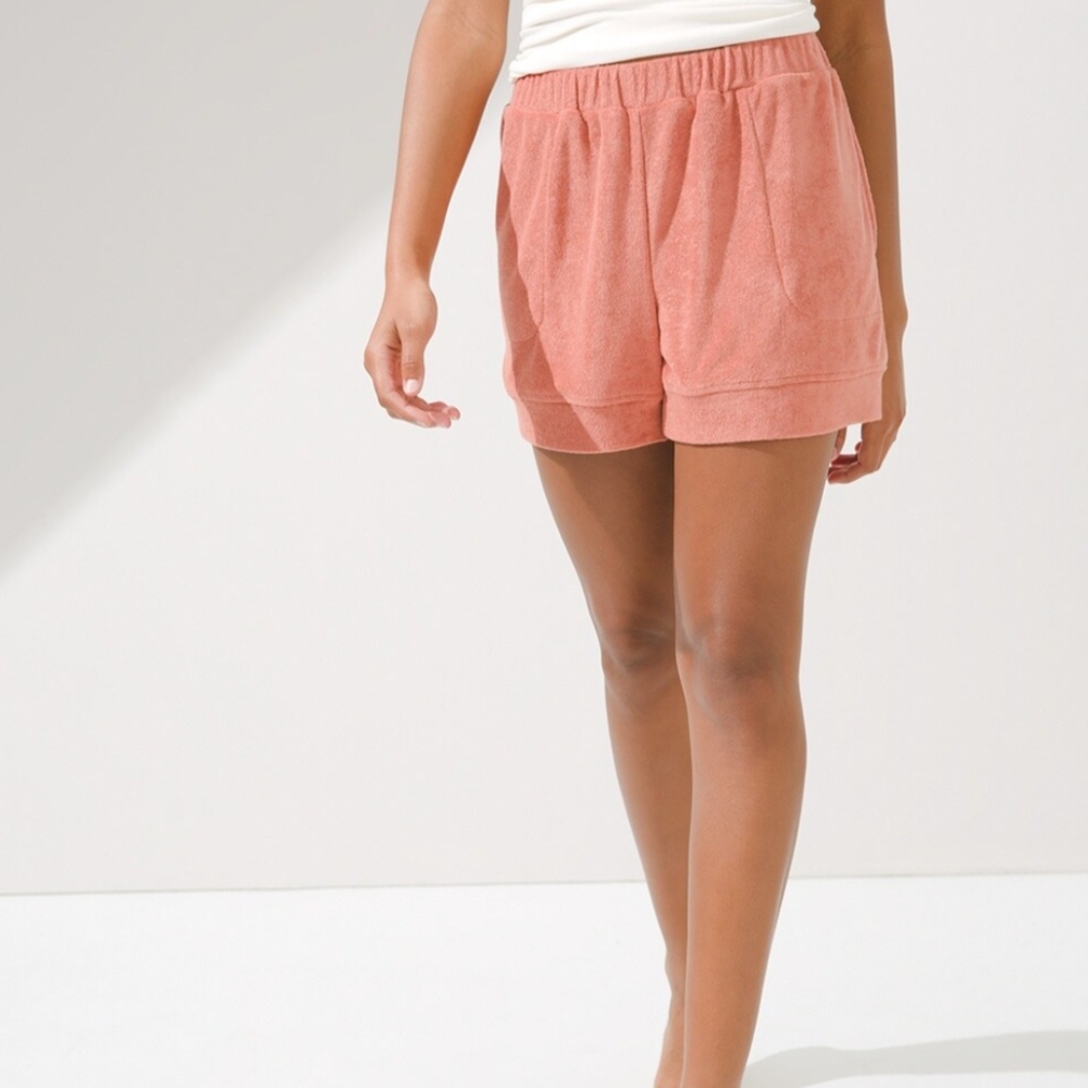 Soma Coral Pull-On Soft French Terry Shorts Relaxed Fit Size XS (0-2)